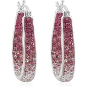 14k white gold plated crystal hoop earrings hypoallergenic inside out hoops